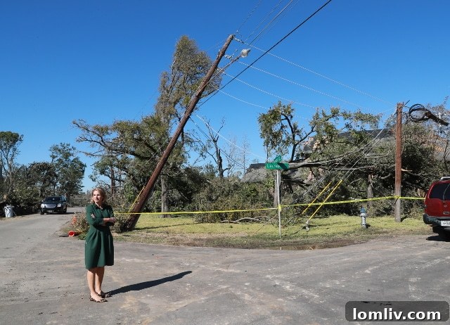 Dallas City Council member Jennifer Gates surveying tornado damage in her district.