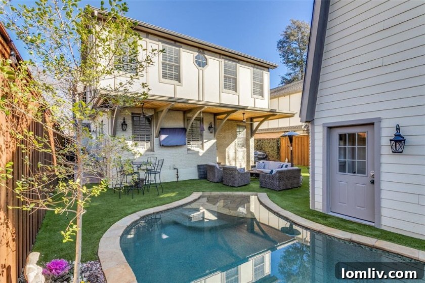Mary Markey Debuts M Streets Tudor Revival Featuring Pool and Backhouse 13 Backyard Pool and Guest House in Dallas