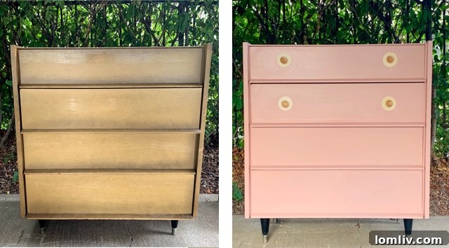 A meticulously restored vintage dresser, painted in a vibrant color, showcasing Jessica Jamison's knack for transforming heavily used furniture into bright, stylish pieces for modern homes. The piece embodies Wrecking Ball Collective's philosophy of breathing new life into unpolished gems.