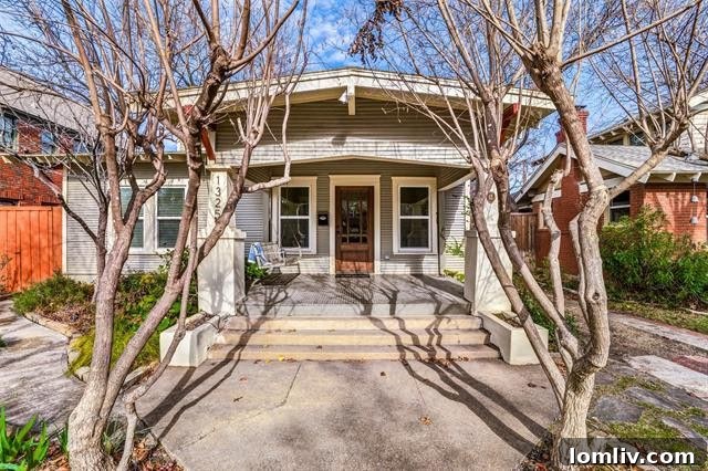 Exterior view of a unique Airplane Bungalow style home