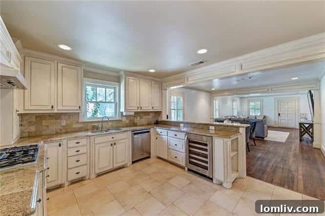 Gourmet kitchen at 1200 Clover Lane, equipped with stainless steel appliances and ample storage space.