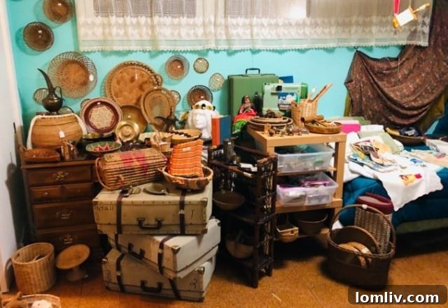 Unique furniture pieces from various eras and styles, including antique and midcentury designs