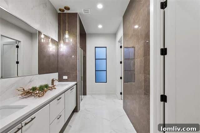 Fresh Finds in Old East Dallas: Open House Delights 6 Elegant bathroom with modern vanity and Eleganza tile in a contemporary Dallas home