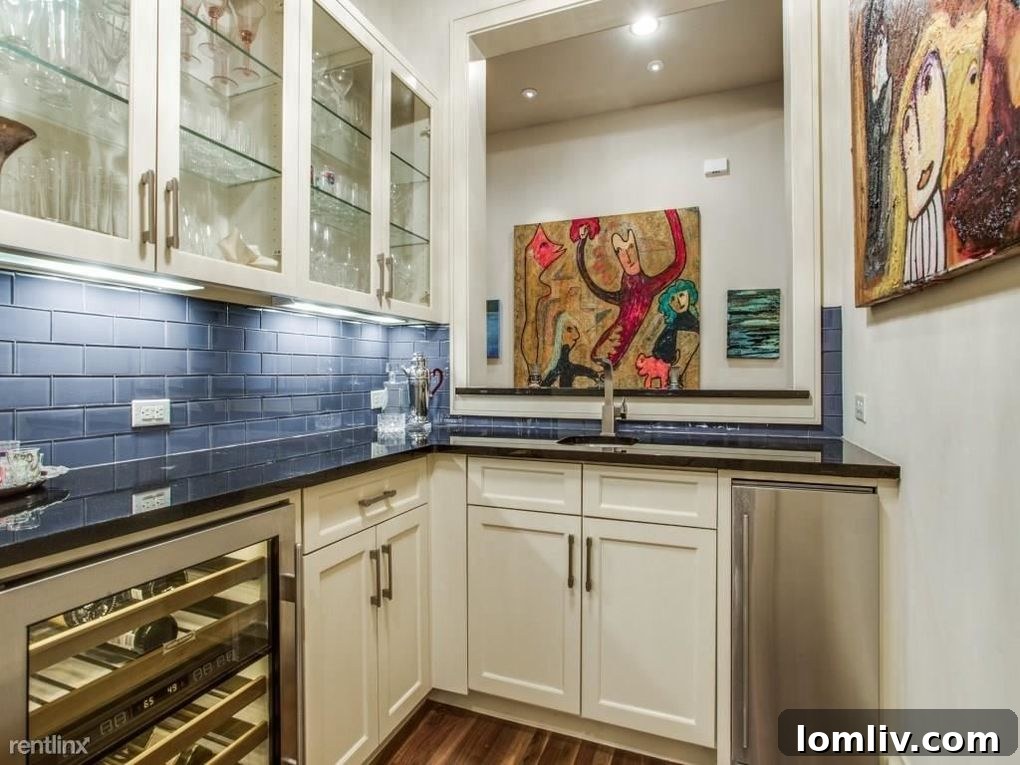 Sophisticated home office or den with custom shelving