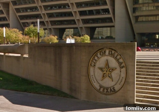 Dallas City Hall, a symbol of local governance and the site of critical public decisions.