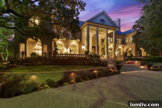 Exterior facade of a luxurious waterfront home at 4001 W. Lawther Dr.