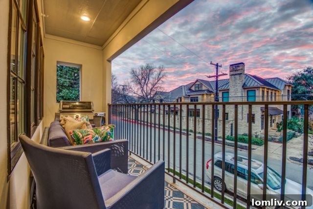 Large balcony with treetop views in University Park condo