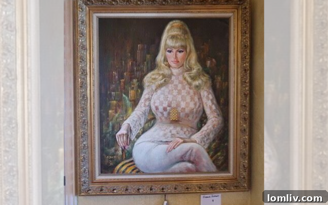 Striking portrait of Gerri Weise, founder of a popular skincare line and former burlesque performer, at her estate sale.