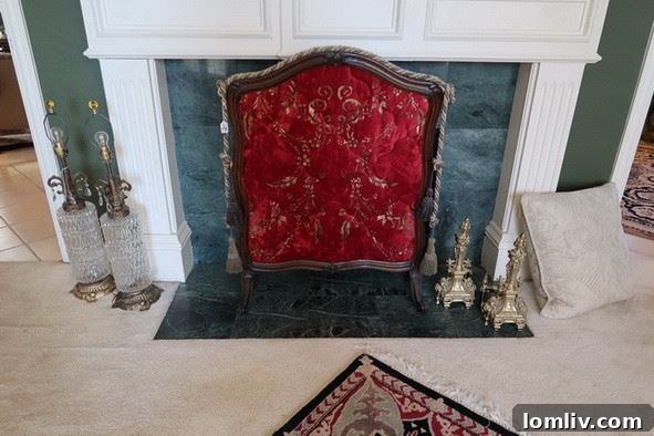 An opulent display of furniture, including a luxurious chaise lounge, from Gerri Weise's estate sale.