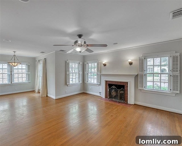 Gleaming original hardwood floors in the living room of 5226 Morningside Avenue