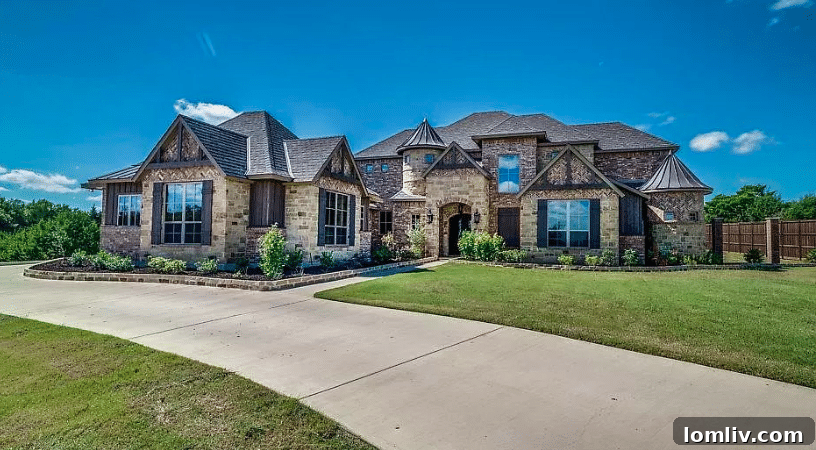 Elegant Midlothian executive home with a sparkling swimming pool, highlighting luxurious living in Texas.