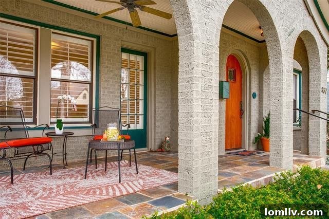 Lush, Landscaped Front Yard of a Tudor Home in a Quiet Neighborhood