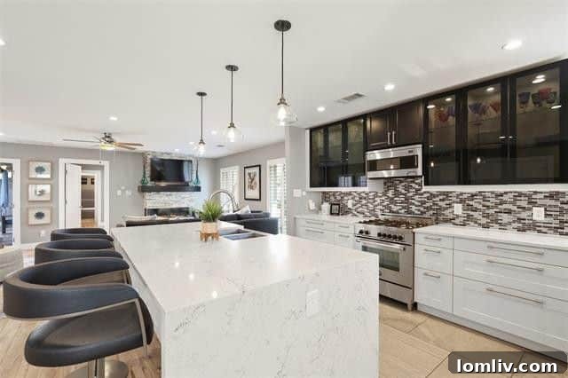 Santa Monica Pool Dreams Come True on San Mateo 5 Modern dining area seamlessly connected to the gourmet kitchen in a renovated 1940s home in Hollywood Santa Monica