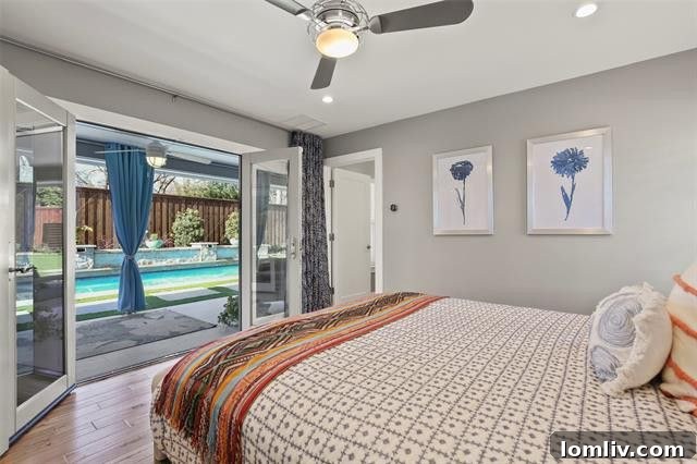 Santa Monica Pool Dreams Come True on San Mateo 6 Luxurious master bathroom with a spacious glass-enclosed shower and separate soaking tub in the renovated East Dallas home