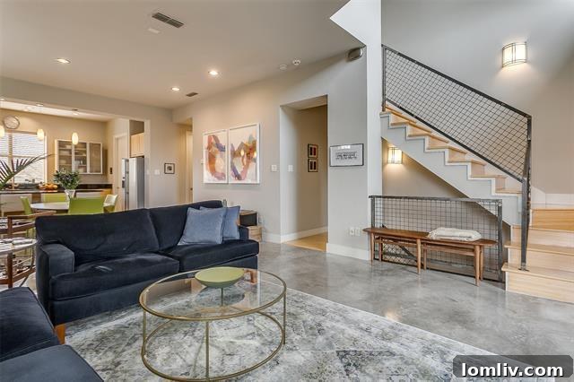 Open Concept Living Area with Polished Concrete Floors