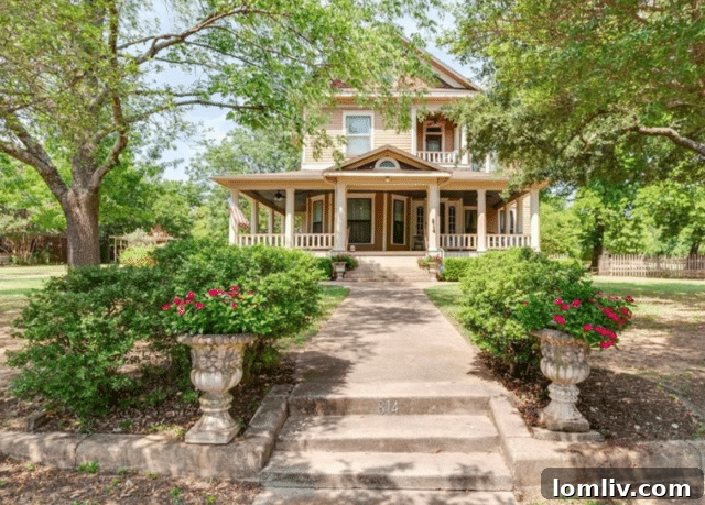 Exterior of the Hood Home, a Queen Anne style mansion in Weatherford, Texas