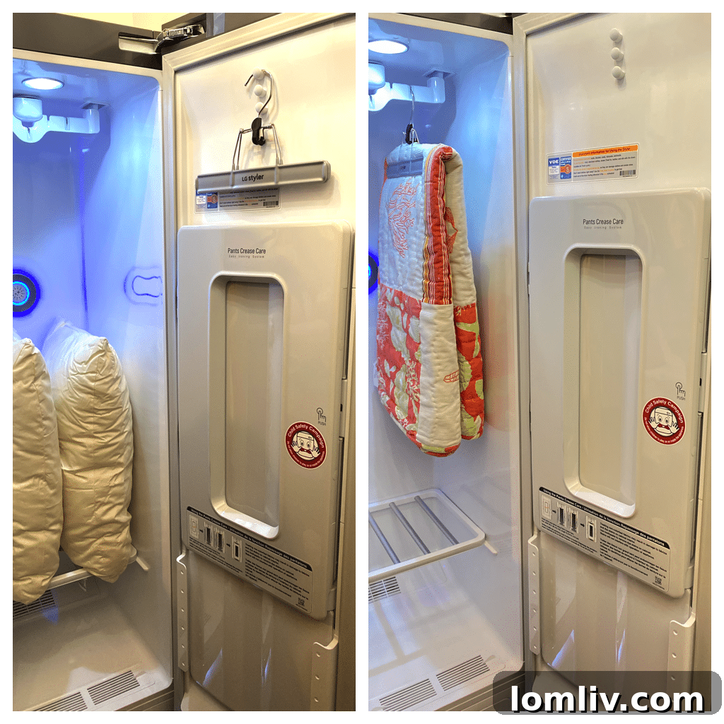 The LG Styler Steam Closet System removes up to 99 percent of bacteria and allergens.
