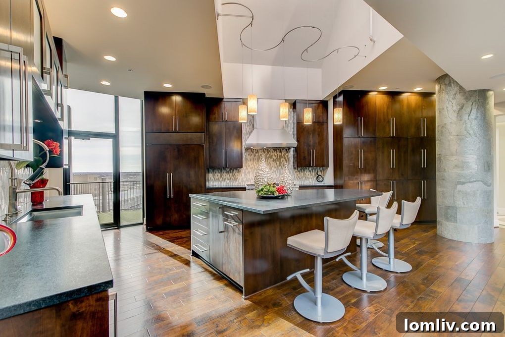 Panoramic city views from a luxury Fort Worth penthouse, ideal for sophisticated entertaining.