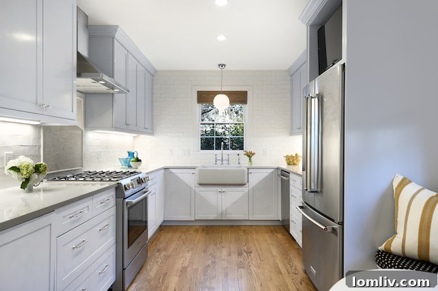 Custom Kitchen with Quartz Counters and Farm Sink at 3612 Herschel Ave