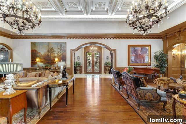 Grand Double Family Room with Fireplaces in Luxury Dallas Home