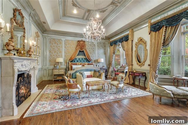Luxurious Master Bedroom in Dallas French Country Estate