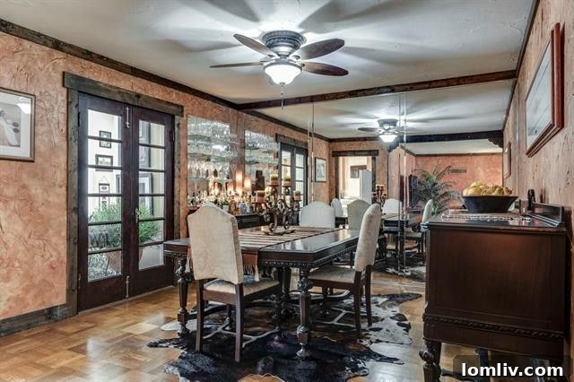 Living Area with Step Down Entry and Historic Flooring at 3121 Westcliff Road