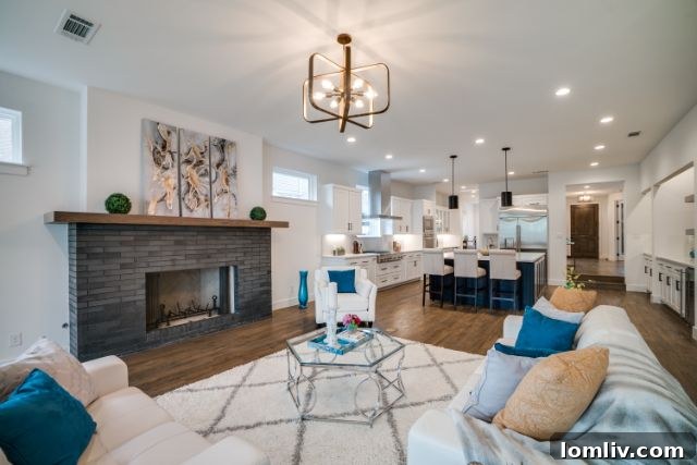 Immaculate New Build, Prime Location 4 Spacious open-concept kitchen with a large island, modern appliances, and stylish light fixtures.