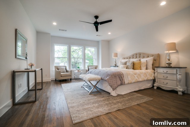 Immaculate New Build, Prime Location 8 Stylish upstairs living room featuring a wet bar, ideal for movie nights and evening entertainment.