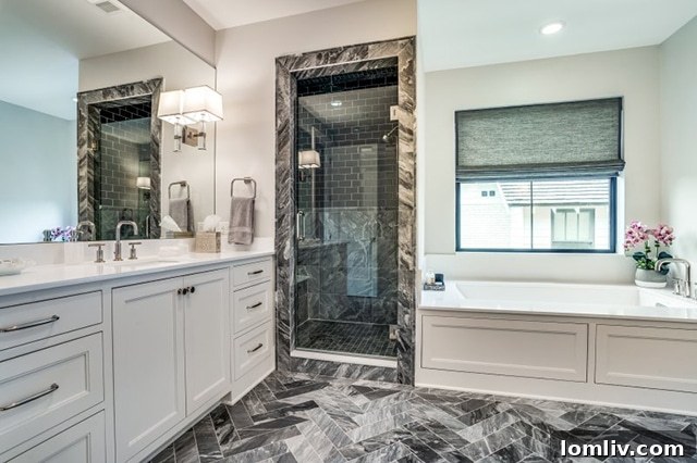 Luxurious double shower in a designer master bath