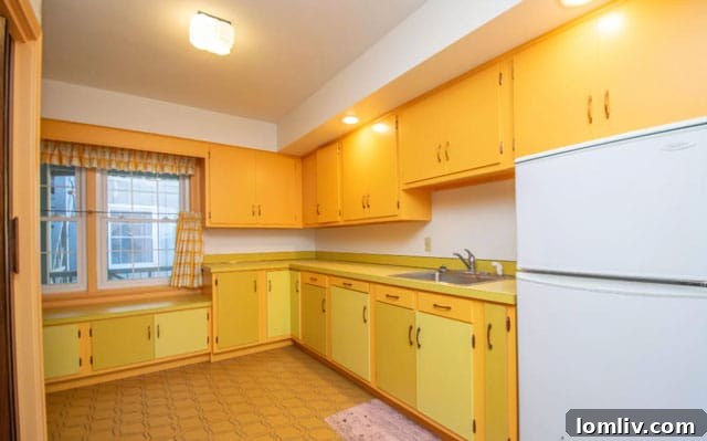 Another View of the Unique Yellow Kitchen