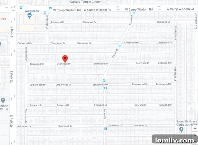 Police lights flashing in a residential area at night