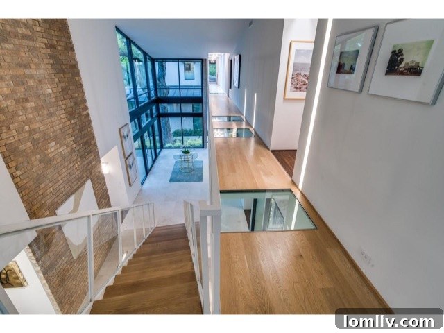 Spacious hallway connecting various living areas