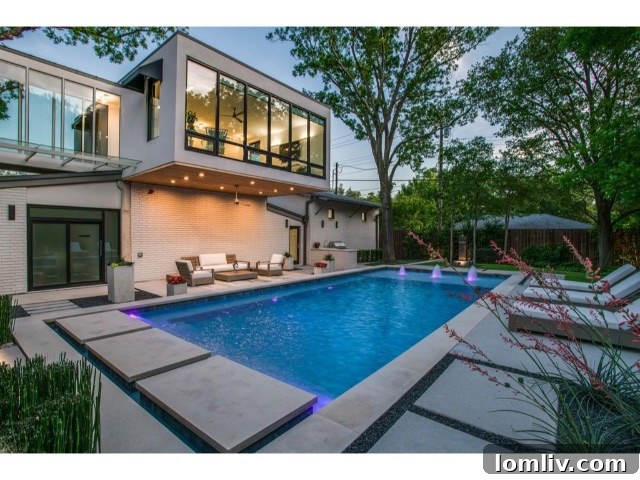 Exterior view showcasing clean lines and modernist aesthetic