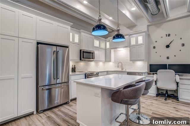 Stylish and Modern Living Room with High Ceilings in North Dallas Apartment