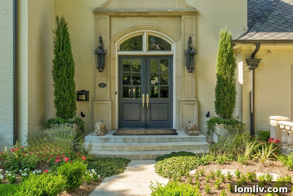 Elegant balustraded terrace off the dining room, a hallmark of French architectural design