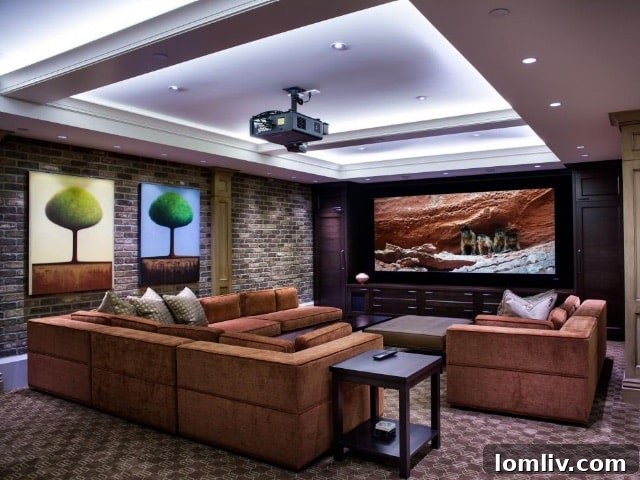 Yeni Medya Odası: Eskimeyen Bir Soluklanma Alanı 10 A large projection screen displaying a vibrant image, illustrating the popularity of projectors in spacious media rooms.