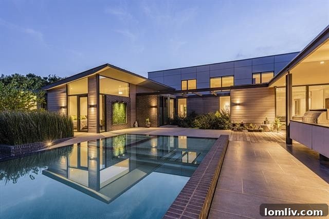 Signature Texas Modern: An AIA Dallas Tour Residence 22 Beautifully landscaped backyard with modern pool features