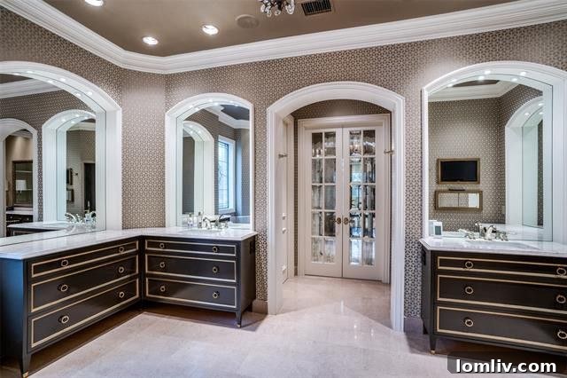 Preston Hollow Mansion: A Beauty Icon's Former Residence 11 Spa-like ensuite bathroom with dual vanities
