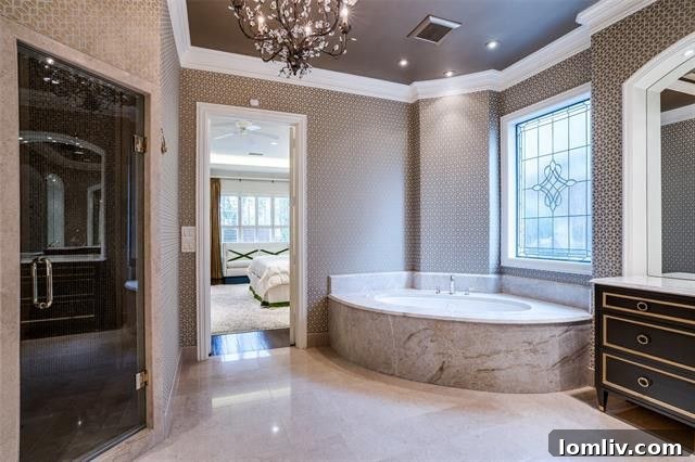 Preston Hollow Mansion: A Beauty Icon's Former Residence 12 Elegant freestanding bathtub in a master bathroom