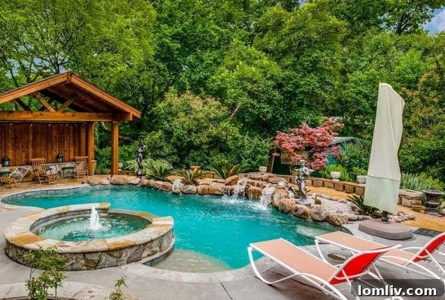 White Rock Bliss: Your Expertly Designed Backyard Oasis 4 Greentree Lane Backyard Pool and Spa with Water Features