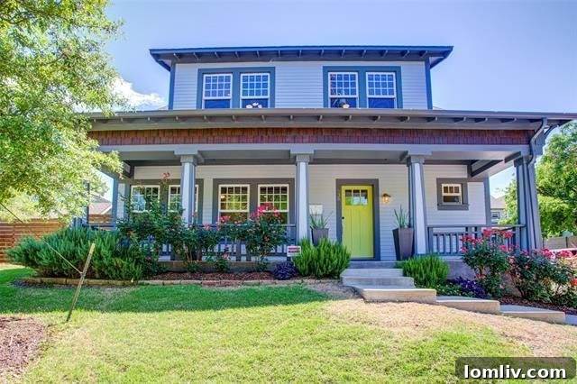 North Oak Cliff Craftsman home exterior with fresh color palette