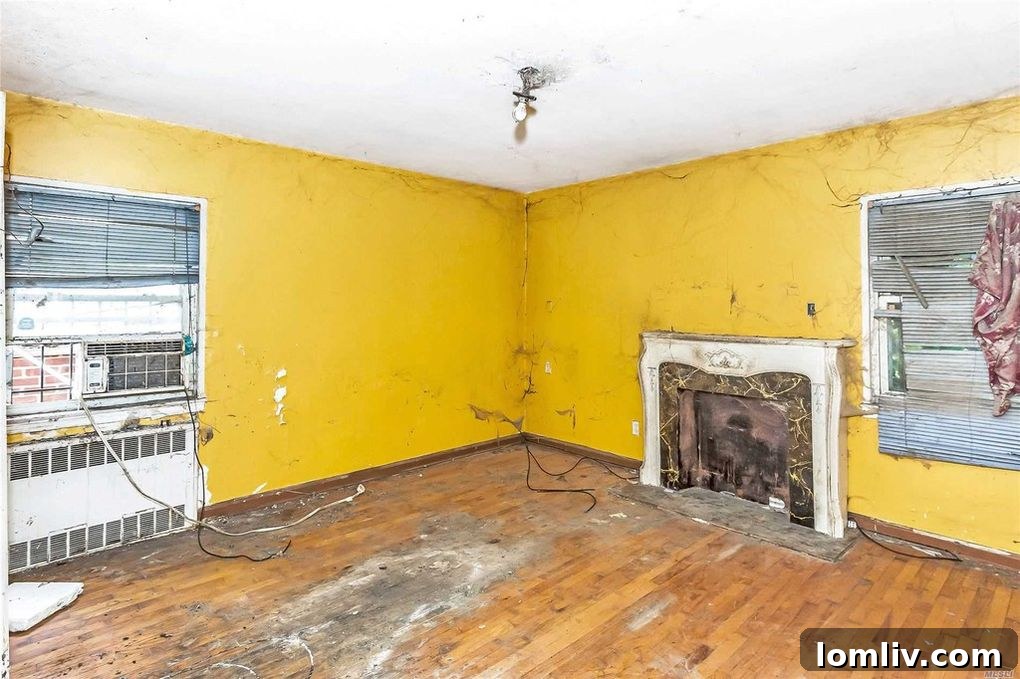 Dining area showing extreme disrepair
