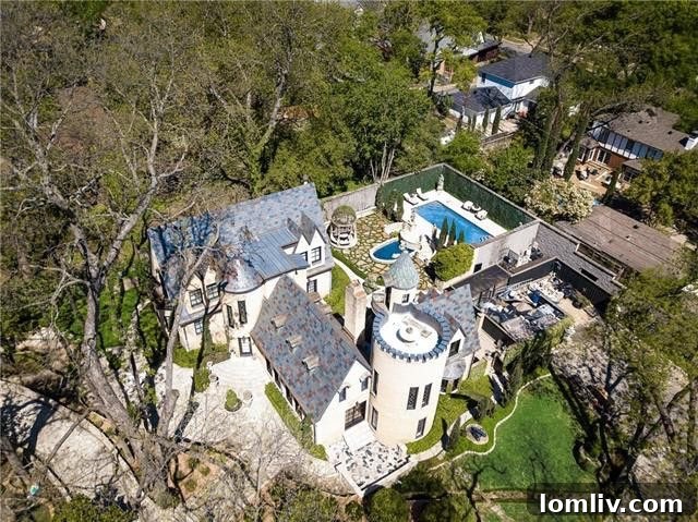 The grand architecture of Chateau des Grotteaux under a Dallas sky