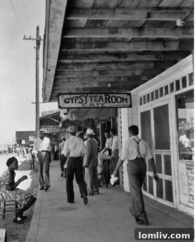 Historic photo of a bustling street in Deep Ellum, Dallas