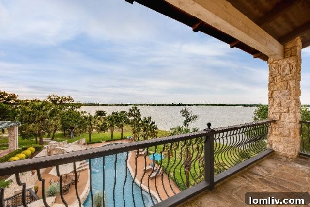 Private balcony view of Lake Waxahachie from master suite