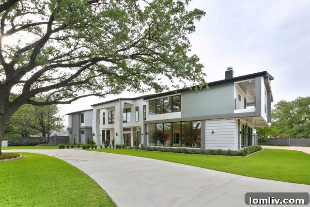 Dallas Preston Hollow Contemporary Architecture with Landscaping