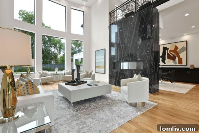 Elegant Formal Living Room with Marble Fireplace