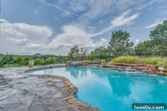 Elevated pool designed for maximum scenic exposure, offering wide views above surrounding trees.