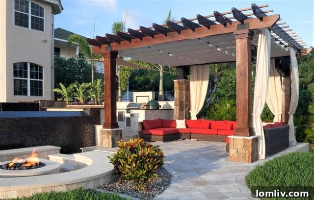 Infinity Canopy integrated with a freestanding pergola
