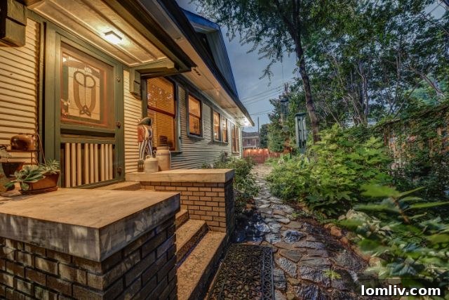 Rear exterior of the Craftsman cottage with garden view